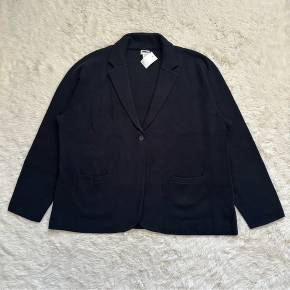 J. Crew Factory Blazer Schoolboy Sweater Single Button Front Cotton Black 3X NWT - Picture 5 of 13
